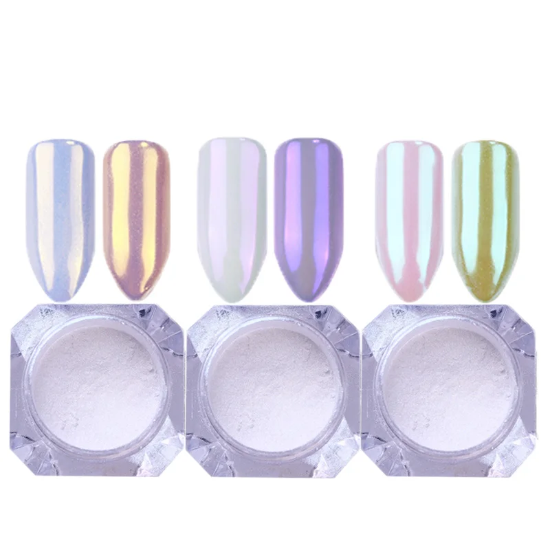SET 4 3 коробки зеркальный порошок Набор ногтей хром пигмент пыль оболочки DIY блестящие украшения для маникюра синий фиолетовый декор советы - Цвет: SET 4