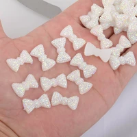 boliao 20pcs 1220 mm 0 470 79 in white bow shape resin ab rhinestone flatback glue on clothes home holiday decoration