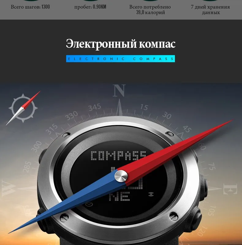SKMEI Для мужчин часы компас мировое время Давление шагомер калорий, секундомер электронный цифровые часы Relógio Masculino 1430/1431