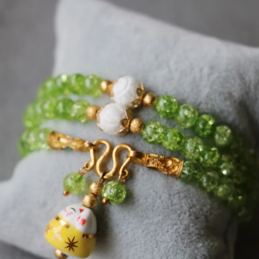 Новый (мини заказ 1) 6 мм Burst Pattern хрустальные браслеты керамические Lucky Cat Подвески