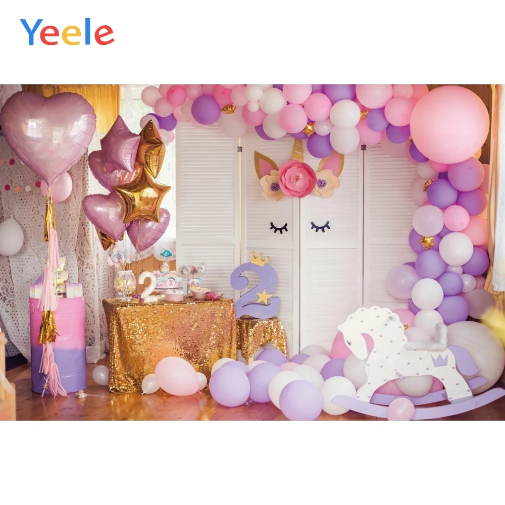 Фон для фотосъемки Yeele с изображением розового воздушного шара конфет лошади