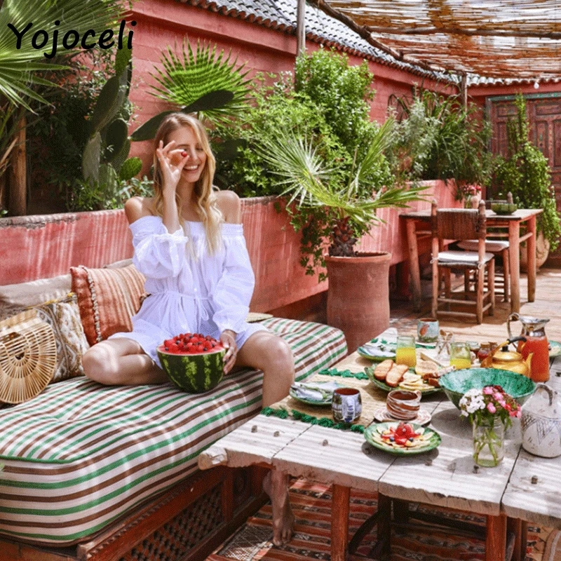 Yojoceli/Новинка сезон весна-лето платье с открытыми плечами богемное пляжное милое