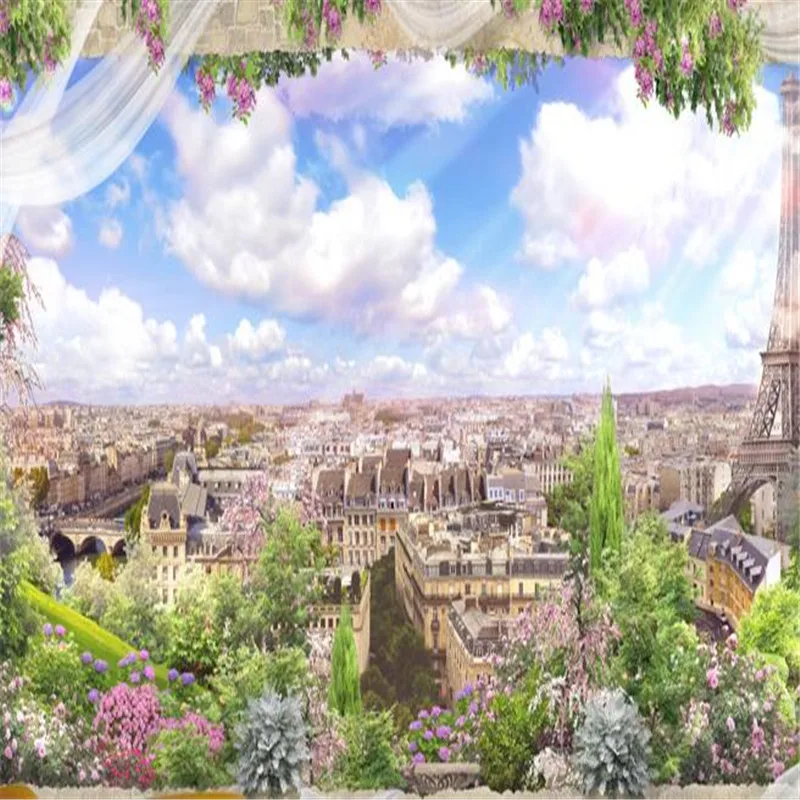 Обои 3D на заказ с изображением цветов фотофрески природный пейзаж голубое небо