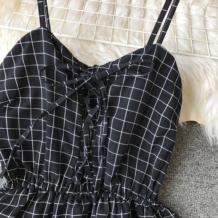 ALPHALMODA, летний женский пляжный комбинезон с цветочным принтом, на шнуровке, на груди, эластичный сзади, без рукавов, повседневный короткий шифоновый комбинезон