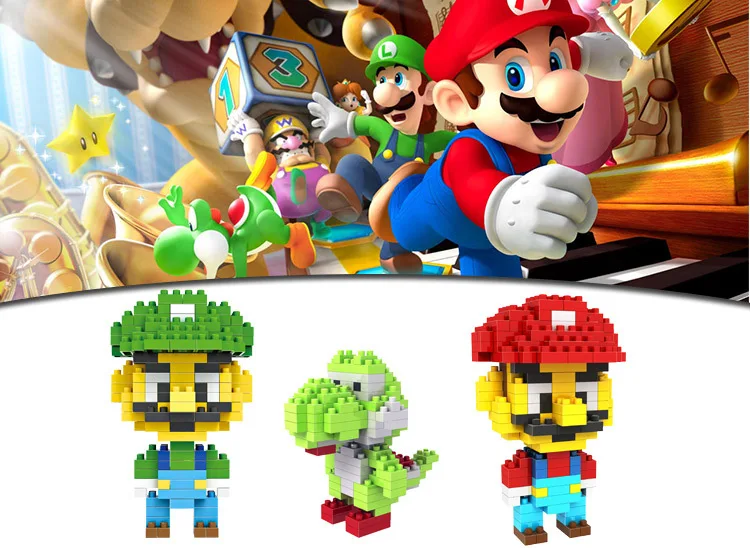 Лидер продаж пластиковые игрушки для сборки LOZ микро блоки аниме Super Mario