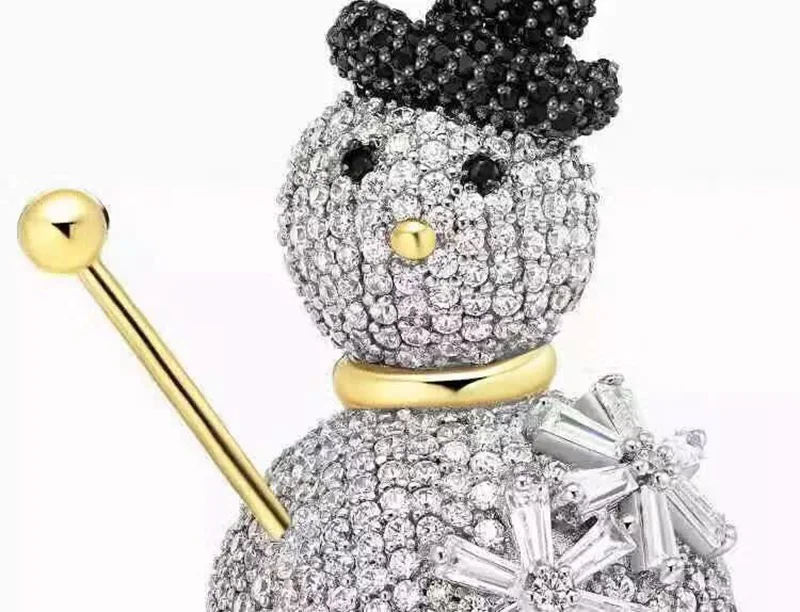 YP280 роскошная брошь в виде снеговика с кристаллами из циркония 925 пробы