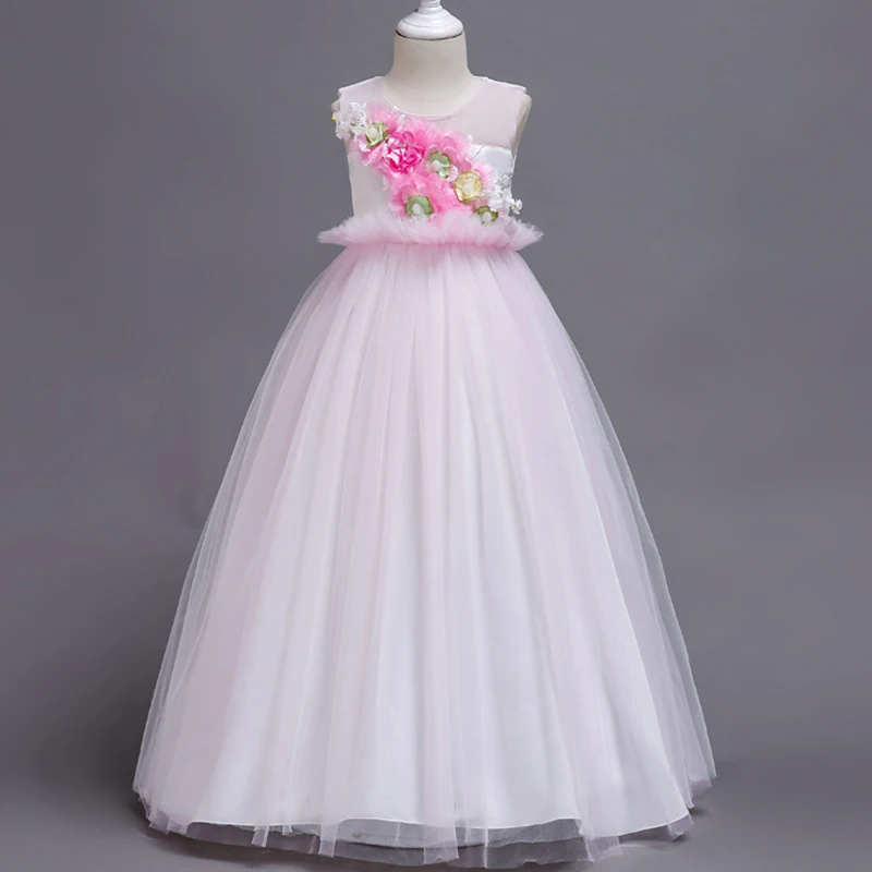 

Princess Dresses for Girls Flower Girl Layered Mesh Dress Wedding Party Vestidos Infantis Kid Girls Clothes For 10 12 14 16 Year