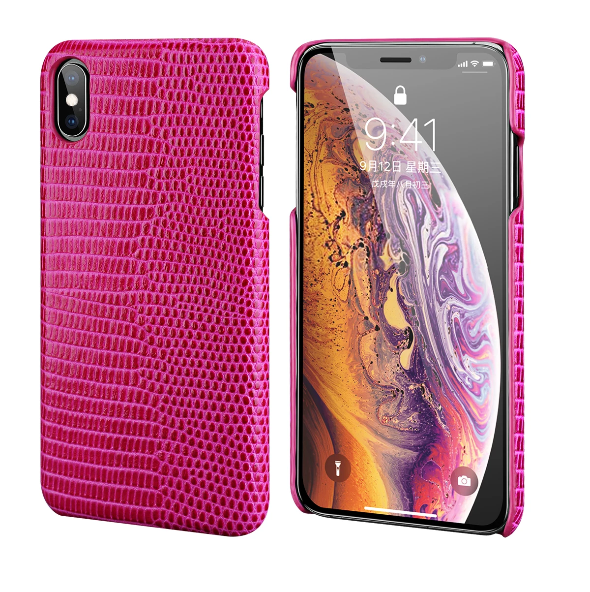Red Роскошный первый слой воловьей ящерицы задняя оболочка для Iphone Xs Max Xr X 11 8 7 6 6s Plus чехол из натуральной кожи для Iphone 11 pro max - Цвет: Red
