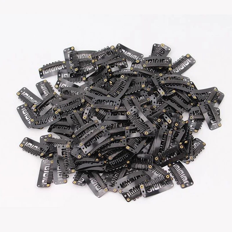 

50Pcs High Quality U Shape Black Colored Wigs Hair Clips Metal Snap Clips for Feather Hair Extensions Wigs Weft 32mm
