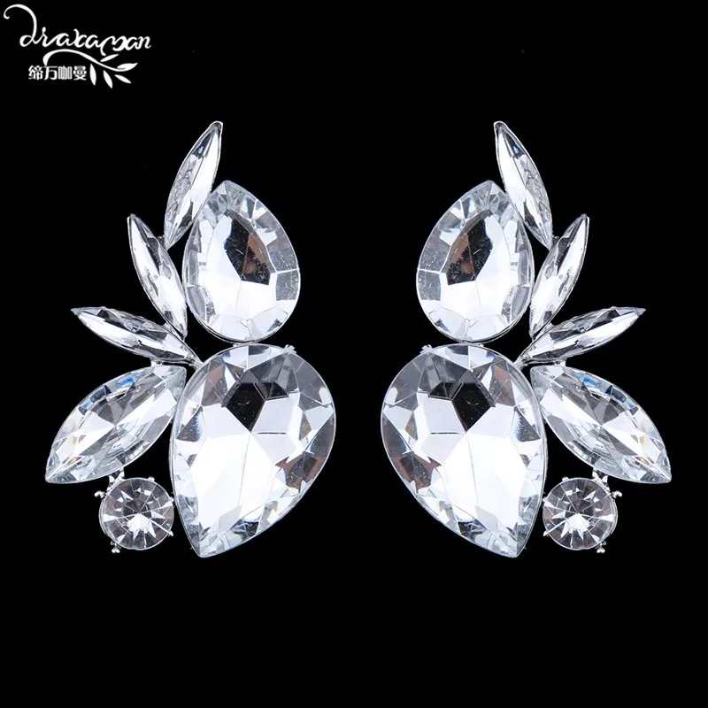 Бренд Dvacaman Za Новое поступление женские Кристальные Висячие серьги блестящие AB Цвет Свадебные серьги Макси массивные вечерние ювелирные изделия L32
