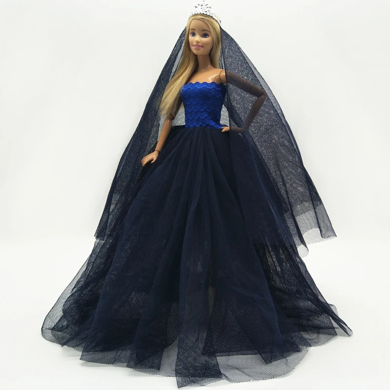 

Royal Blue Patchwork Fashion Doll Dress For Barbie Doll Clothes Gown Vestidoes Clothes For Barbie Dolls Outfits Doll Accessories