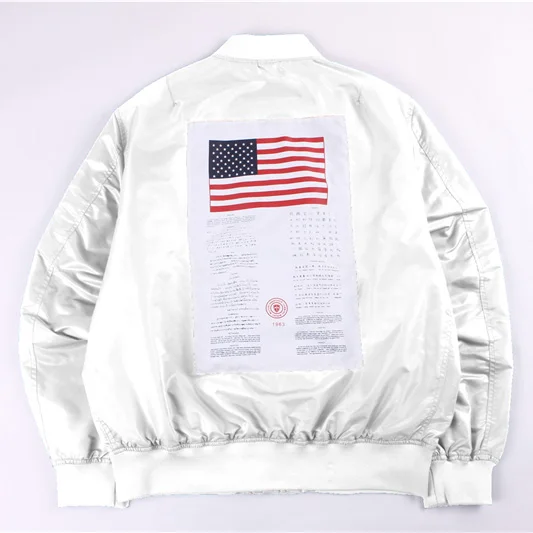 White Bomber Jacket Классическая мужская куртка-бомбер MA-1 в стиле ретро в стиле хип-хоп, мужская куртка-пилот для выживания в уличном стиле, ветровка - Цвет: White Bomber Jacket