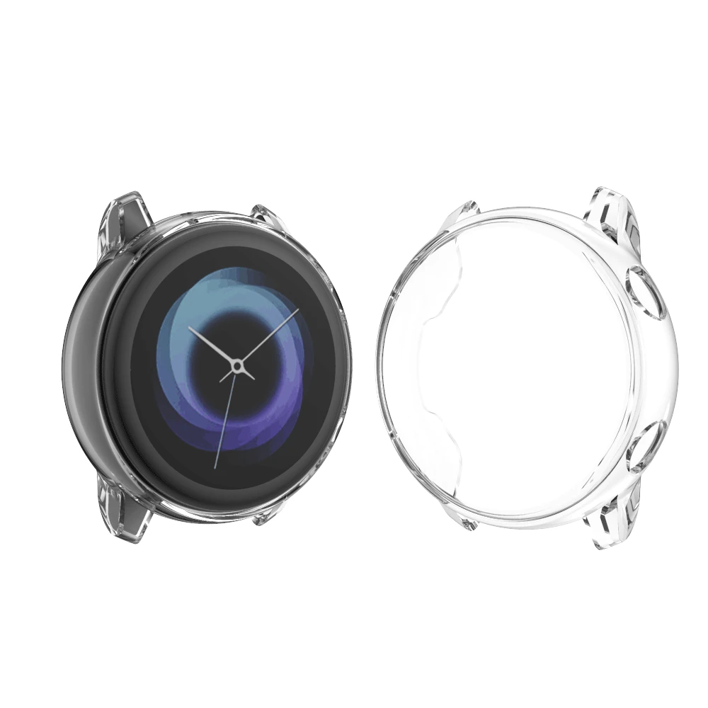 Transparent Чехол для samsung galaxy watch active чехол-бампер аксессуары протектор полный охват мягкий силиконовый защитный чехол для экрана - Цвет: Transparent