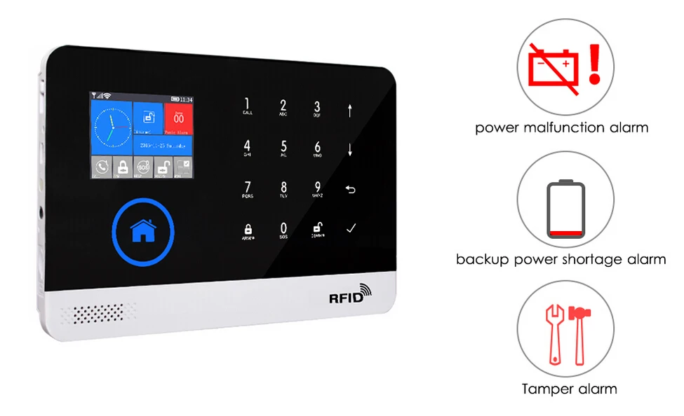 3g GSM gprs wifi домашняя сигнализация меню операционное приложение Многоязычное дистанционное управление RFID карта беспроводная поддержка 3g SIM