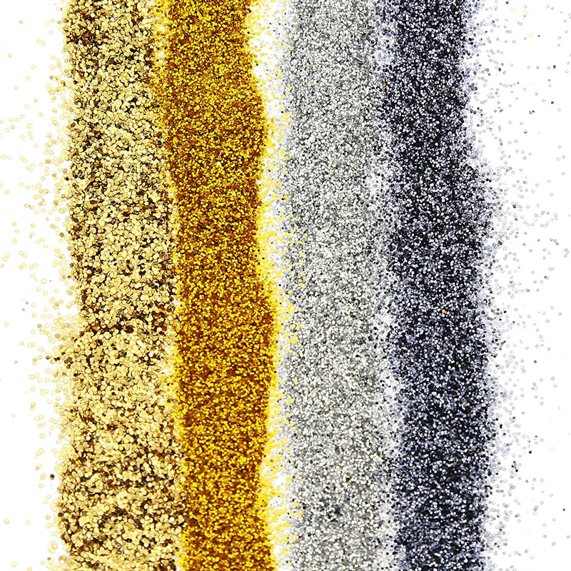 Набор из 4 бутылок золотой, серебряной, черной пайеткой и камнями для ногтей, глиттером, декорациями, акриловым УФ-порошком и 3D-арт-советами BG057-060.