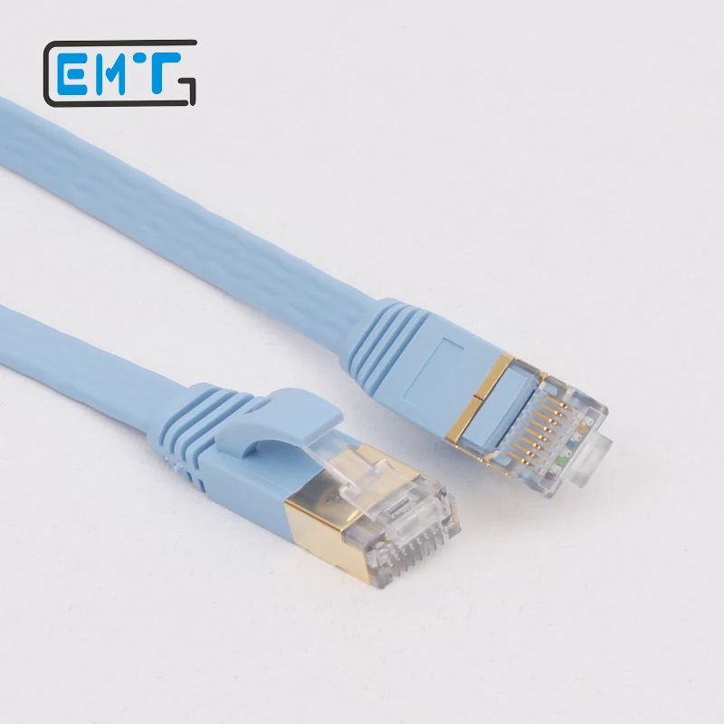 Cat 7 RJ45 экранированный Чистый медный LAN сетевой Ethernet-Кабель Интернет шнур синий 1 м