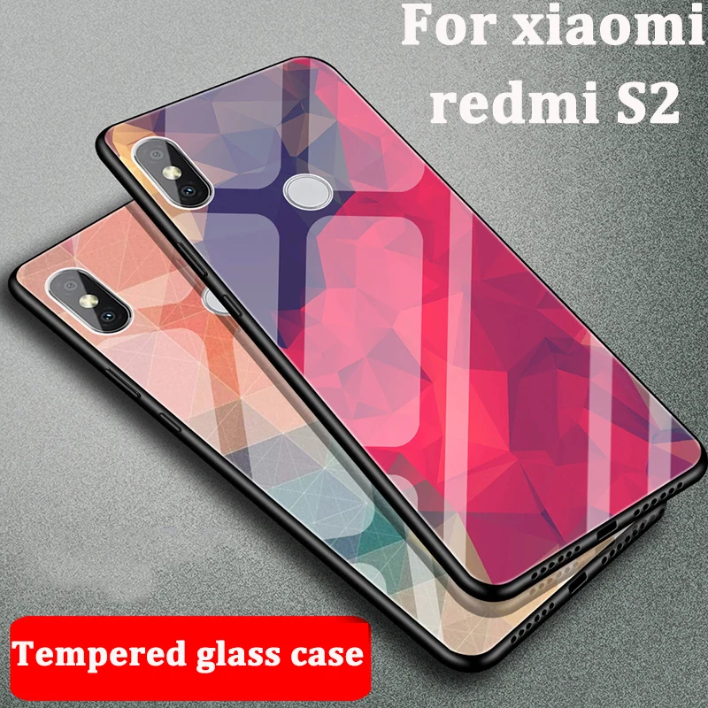 Модный чехол из закаленного стекла для Xiaomi Redmi S2 стеклянный RedmiS2 защитная задняя