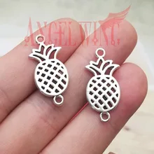 25pcs/Lot--26x12mm,Fruit Pendants Antique Silver Plated Pineapple Connector Charms DIY Supplies Jewelry Making Accessories