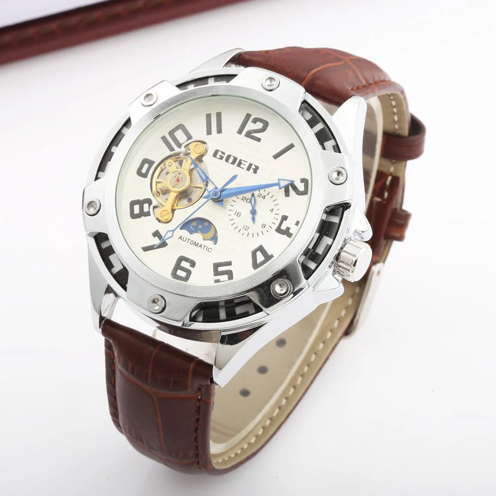 Reloj hombre GOER мужские часы Лидирующий бренд Роскошные спортивные кожаный ремешок