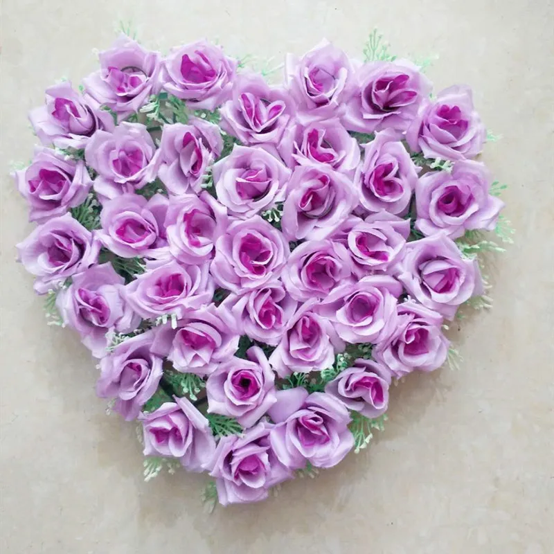 40x38cm Artificial Silk Heart Shape Lovely Rose Flower Ball for Wedding Car Door Floral Centerpiece Valentines Decorations