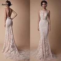 berta lace applique mermaid bridesmaid dresses wear 2022 sheer neck backless full length custom make fishtail prom pageant gowns