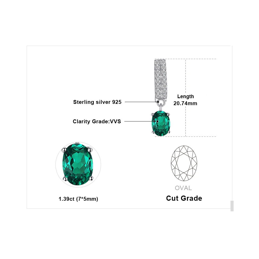 Jewelrypalace bornstone 1.7ct Овальный Nano России имитации Изумрудный Клипсы натуральная 925