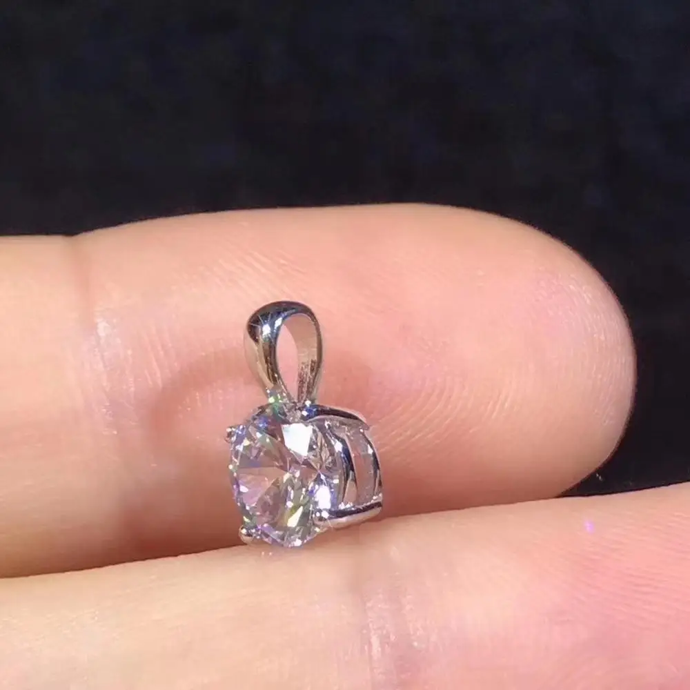 Круглые серебряные кулоны poethes Of Jew Store 1ct D VVS Роскошные Moissanite Weding для