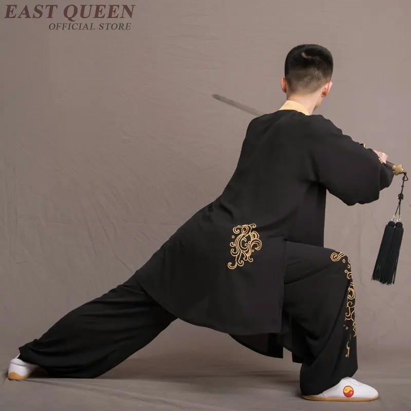 Мужская униформа для кунг фу Tai Chi черная выступлений с вышивкой TA1685 2019|Наборы| |