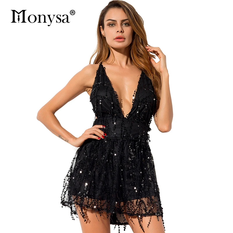 Женщины Бальные Платья Лето 2017 Новая Мода Рукавов Глубокий V Шеи Блесток Платье