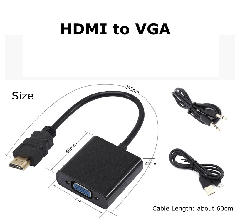 GOSCIEN HDMI VGA Кабель-адаптер с аудио и кабели питания для ТВ компьютер проектор
