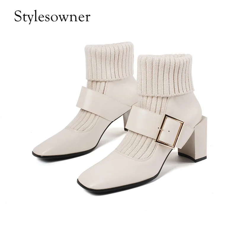 Горячая Распродажа 2018 зимние короткие сапоги ручной работы Stylesowner вязаные
