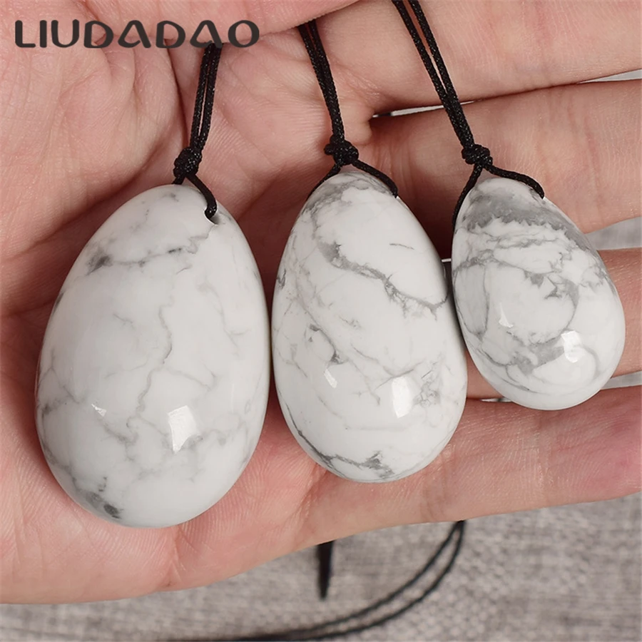 Натуральный Белый Howlite Yoni яйца Просверленный камень 3 шт./компл. шарик Бен Ва для