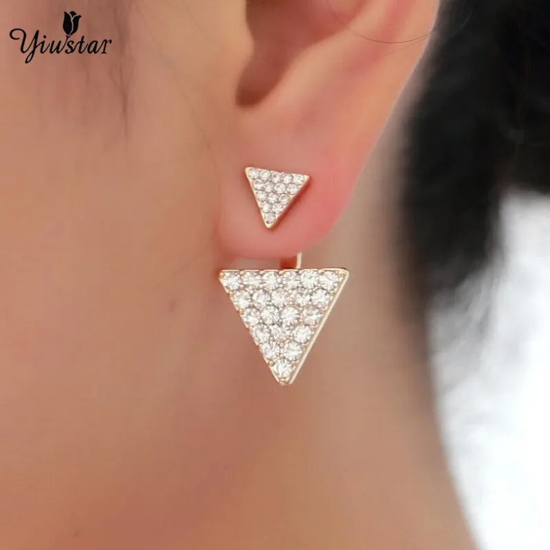 Новые серьги Yiustar с кристаллами спереди и сзади для женщин свадебные ушей пирсинг