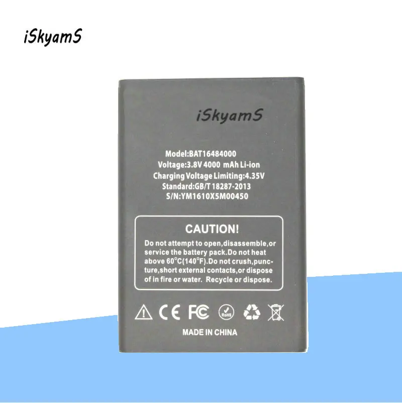 ISkyamS 1x4000 мАч BAT16484000 высококачественный литий-ионный Сменный аккумулятор для Doogee X5