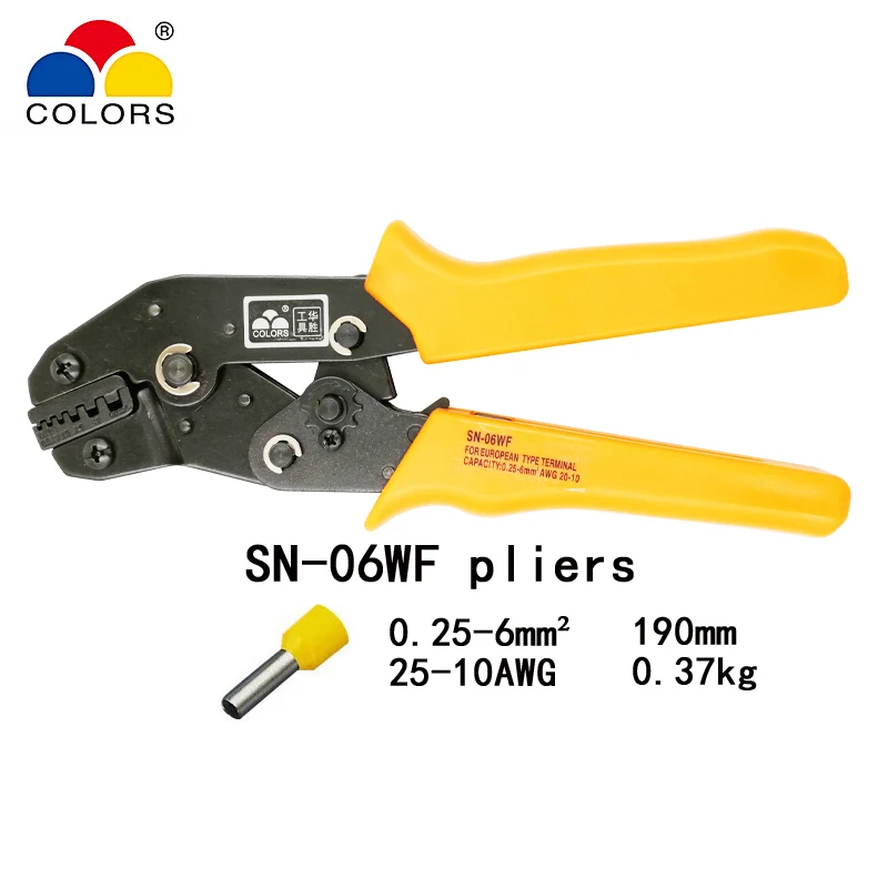 Цвета SN-48B/28B/06WF/02C/06 190 мм обжимные плоскогубцы Европейский стиль для различных стилей Клеммный Зажим саморегулирующиеся ручные инструменты - Цвет: SN-06WF