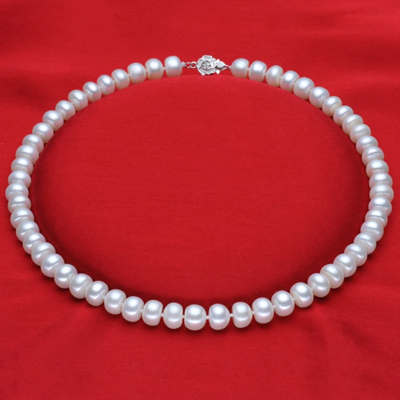 Женское ожерелье из серебра 2017 пробы с натуральным пресноводным жемчугом 8-100%-11