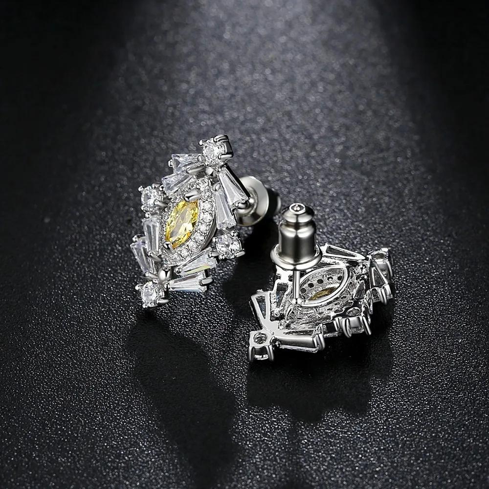 LUOTEEMI New Fashion Top Quality Unique Stud Earrings Cubic Zircon Earring for Women Boucle D'oreille Pendientes Mujer|fashion stud earrings|stud