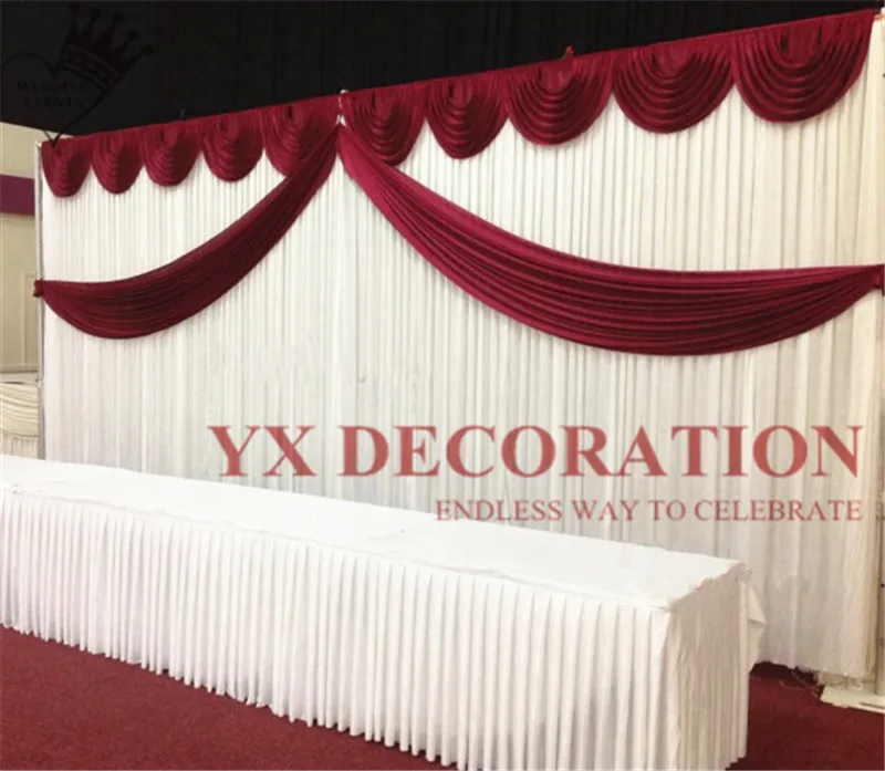 10X20FT ледяного шелка фон занавеска включает переднюю Swag valance драпировки декор для