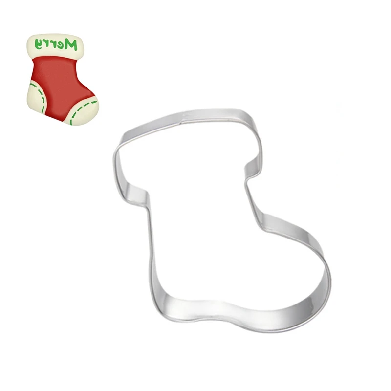 

Christmas Santa Claus Gift Sock Cake Stencil Cupcake Decoration Template Mold Cookie Stencil Fondant Mold Baking Biscuits Stamp