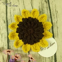 original 11cm sunflower crochet doilies pad handmade cup mat photo props decorative placemat diy clothes accessory 20pcslot