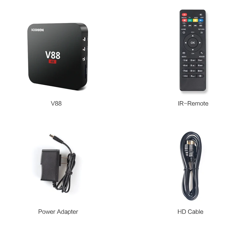 Yuntab V88 Android 5.1 RK3229 Quad core TV Приемник Media Player 1 Г RAM 8 ROM Поддержка 3D Коди XBMC Miracast DLNA Smart тв
