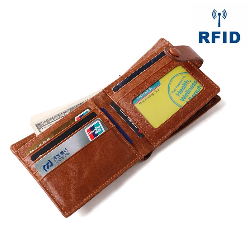 RFID Винтаж Для мужчин кошелек из натуральной компактный кожаный бумажник мужской