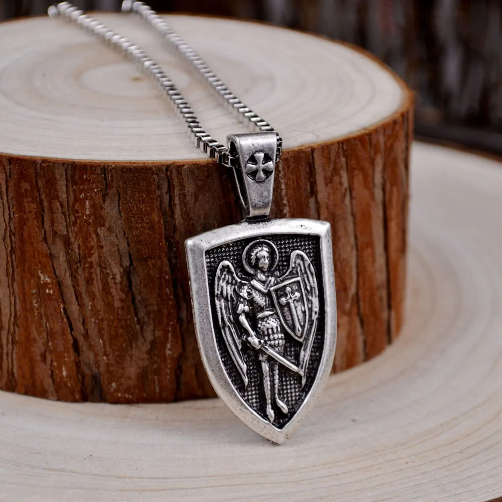 Мужское ожерелье с подвеской Archangel St. Michael Protect Me Saint Shield|pendant necklace|men necklacenecklace men |
