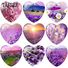 TAFREE фиолетовый Лавандовый цветок художественная картина в форме сердца 25 мм стеклянный кабошон для брелоков Ожерелье Подвеска Сделай Сам подарок ручной работы