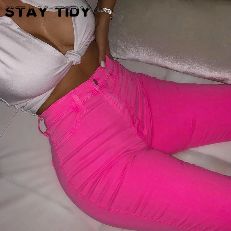 Женские узкие брюки на молнии STAY TIDY однотонные брюки-карандаш с высокой талией и