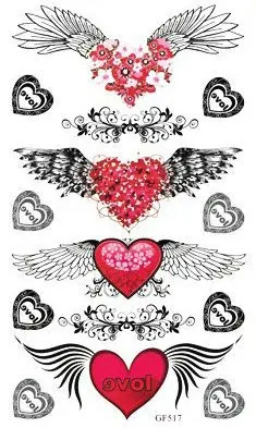 Временная тату наклейка на талию Крыло ангела сердце любовь s флэш искусственная