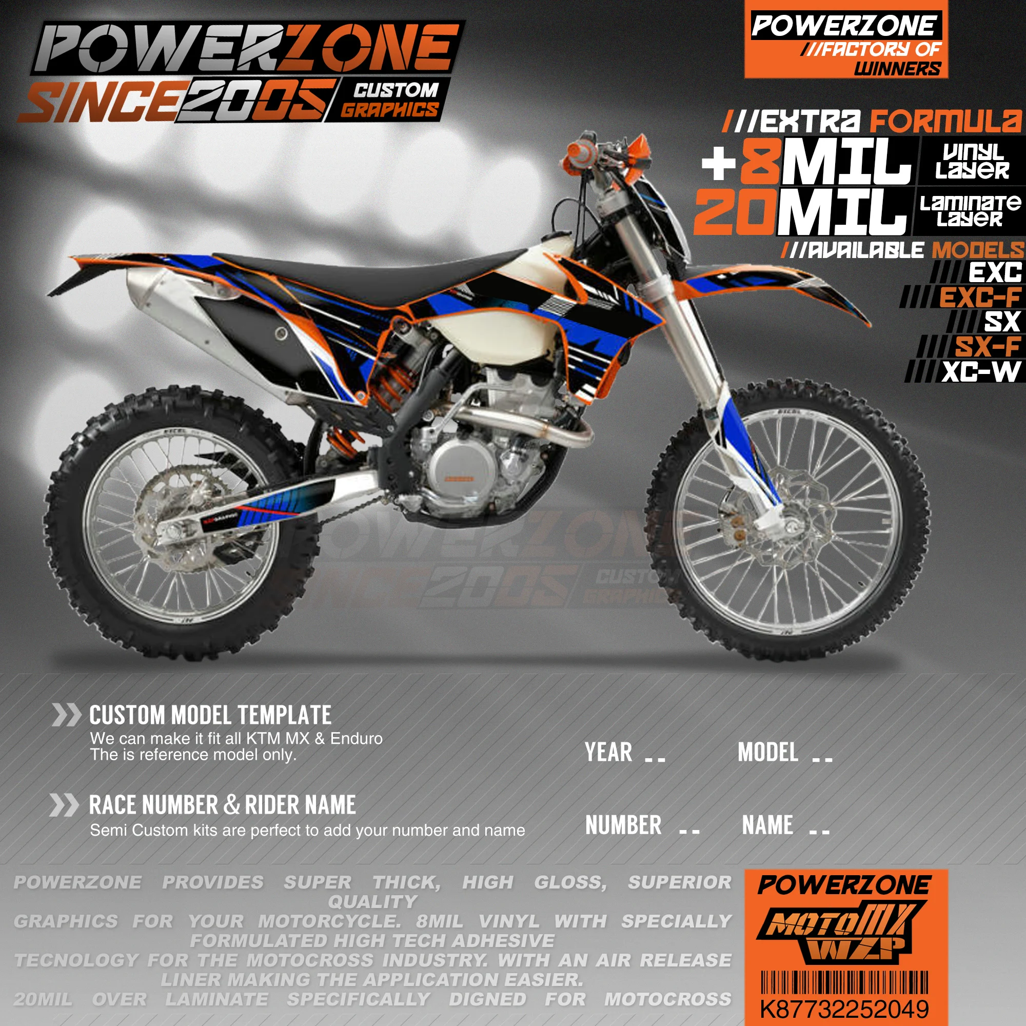 Персонализированные графические фоны PowerZone Team наклейки 3M Набор наклеек для KTM SX SXF