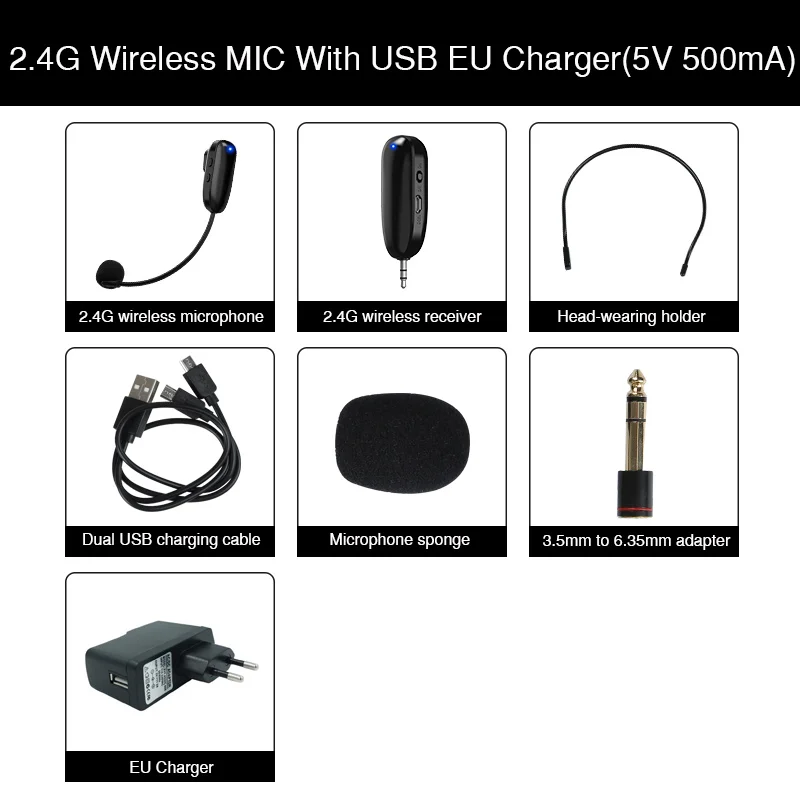 Профессиональный мини 2,4G беспроводной микрофон системы речевой гарнитуры микрофон Мегафона для компьютера акустическая система для ПК обучение гид - Цвет: 2.4G mic eu plug