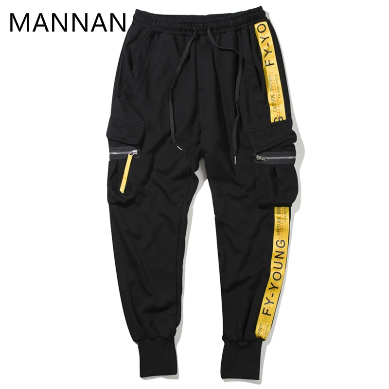MANNAN Hommes Poches Cargo Pantalon повседневные Joggeurs шаровары Harajuku уличная хип хоп тактильная Pantalon