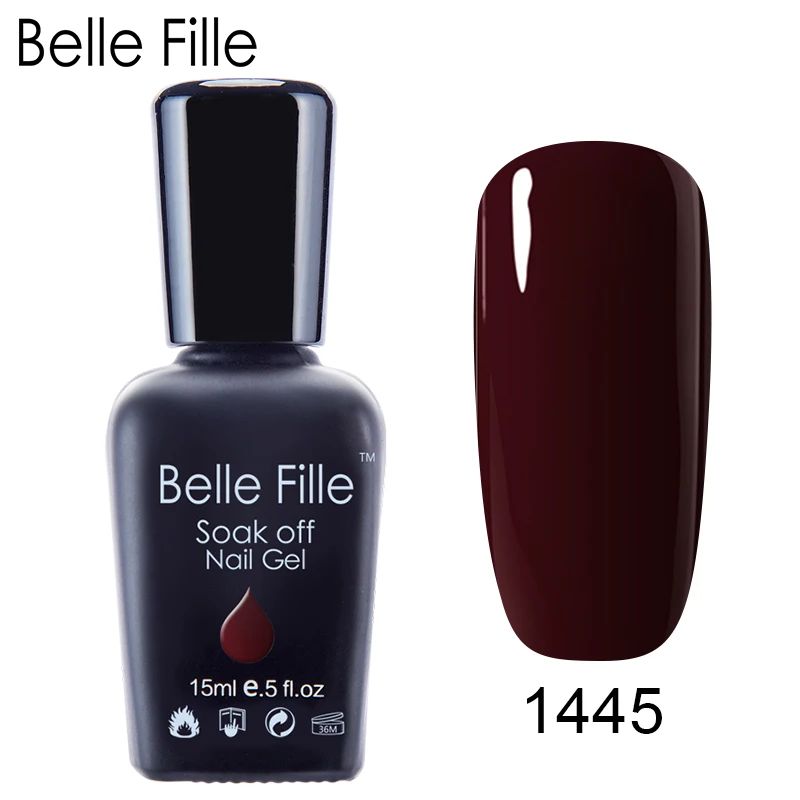 Belle Fille 15 мл Гель лак для ногтей вечерние макияж растворимый винно красный Маникюр